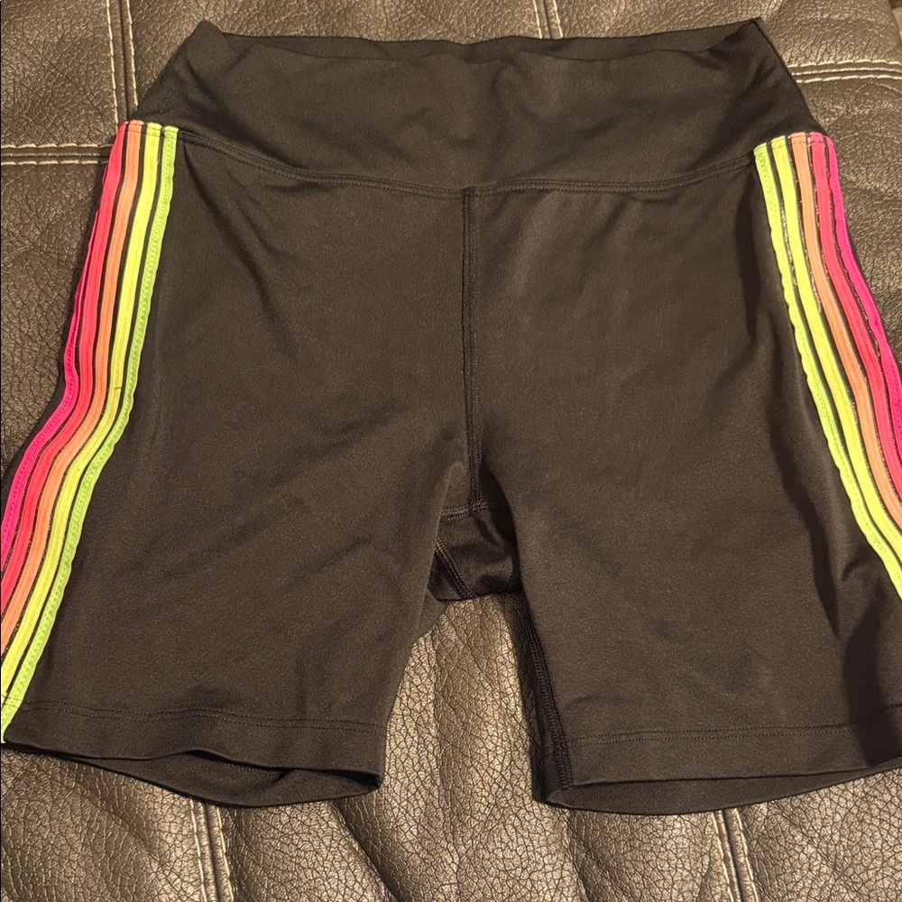 Pink Women's Athletic Shorts with Neon Stripe Detail